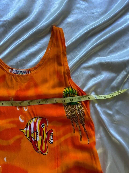 Vintage 1990s Hawaiian Fish Dress Underwater Summer Small Basix Small Beach - Picture 3 of 7